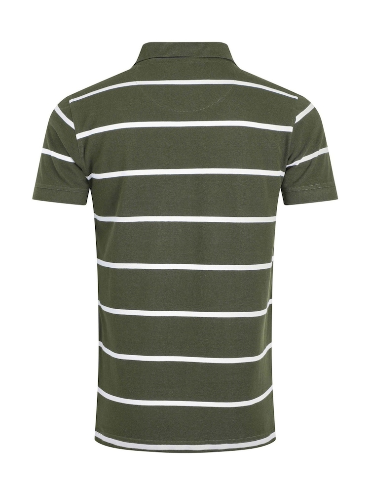 Weird Fish Green Fabian Striped Pique Polo Shirt - Image 7 of 7 Weird Fish Green Fabian Striped Pique Polo Shirt - Image 7 of 7