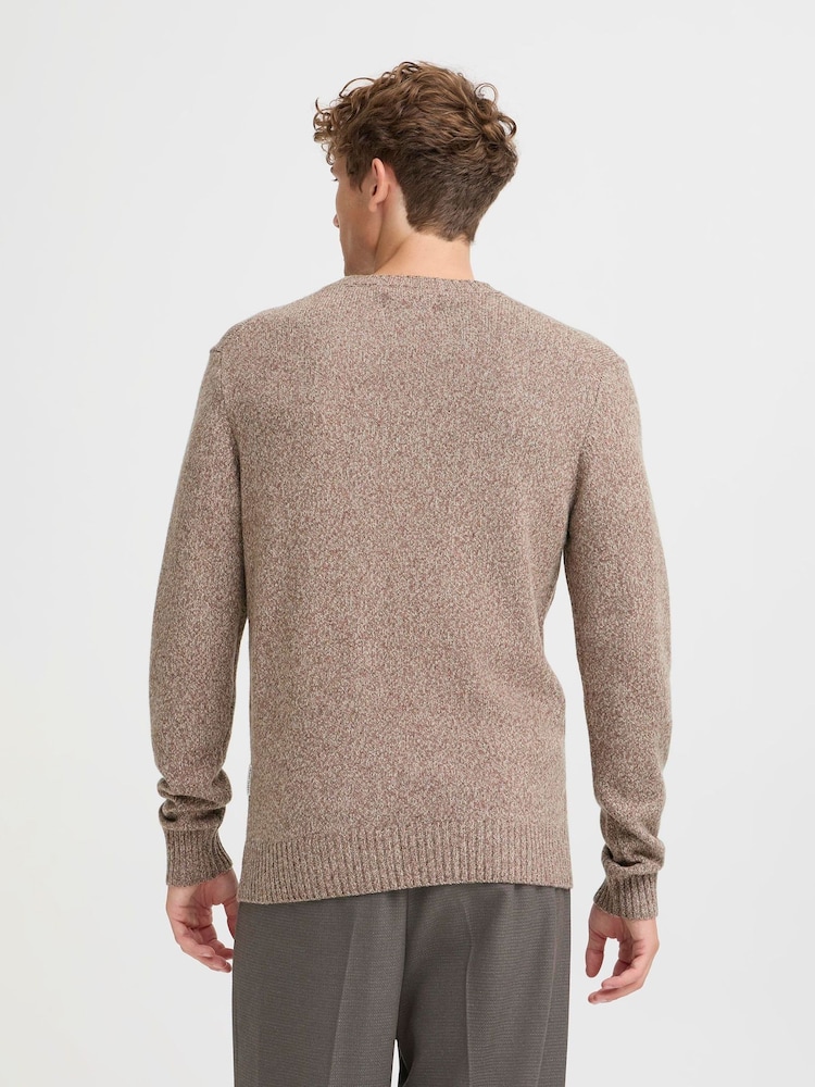 Casual Friday Brown Cfante Melange Wool Mix Knitted Jumper - Image 2 of 8 Casual Friday Brown Cfante Melange Wool Mix Knitted Jumper - Image 2 of 8