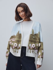 Green 3D Tulip Knitted Cardigan - Image 1 of 5