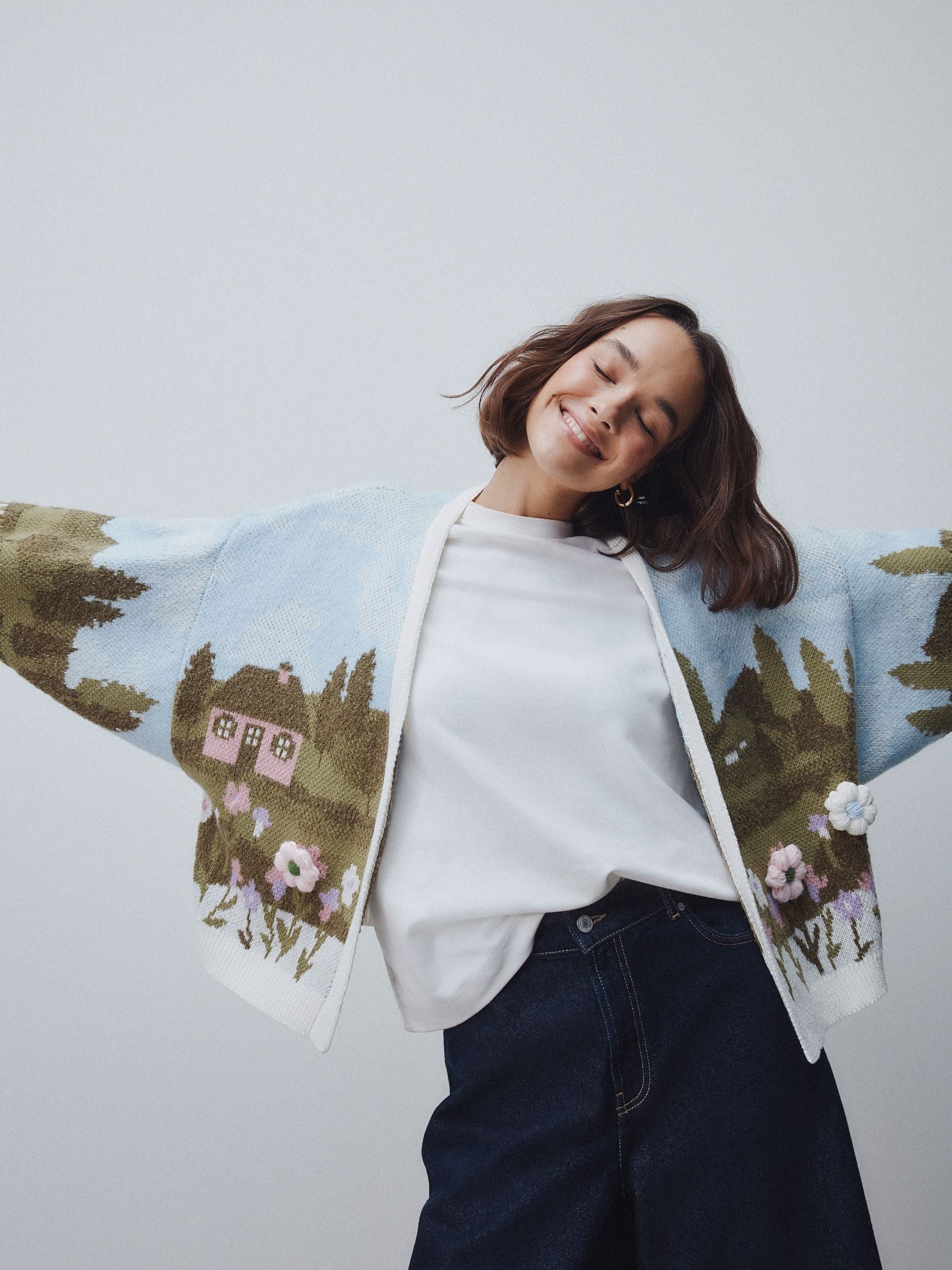 Buy Green 3D Tulip Knitted Cardigan from Next Luxembourg