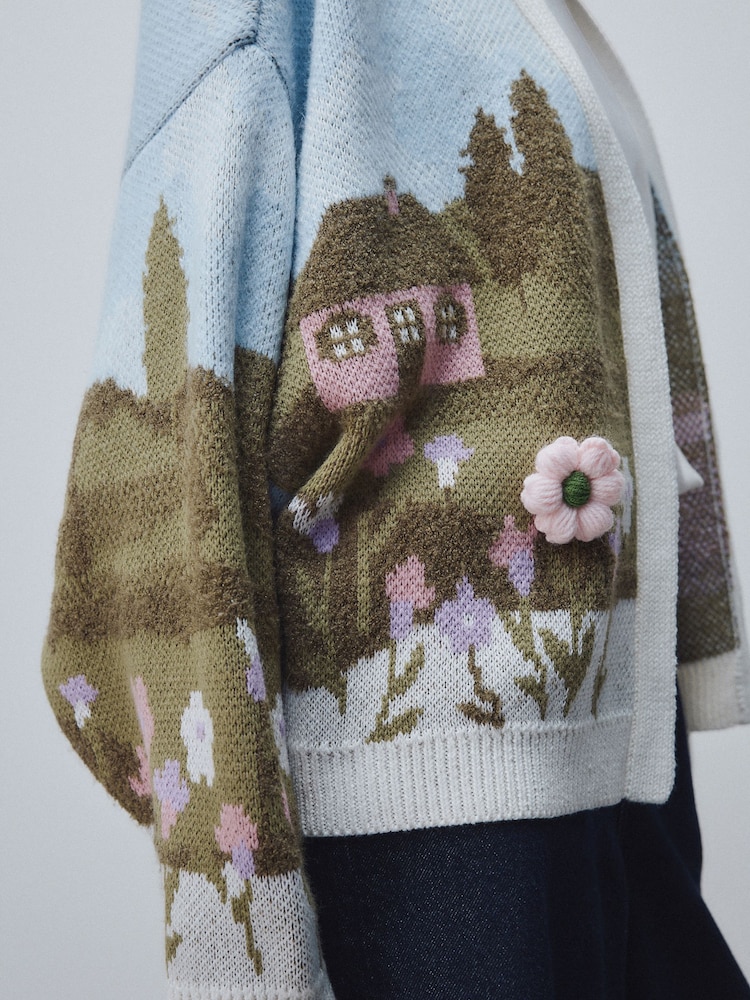 Green 3D Tulip Knitted Cardigan - Image 5 of 5