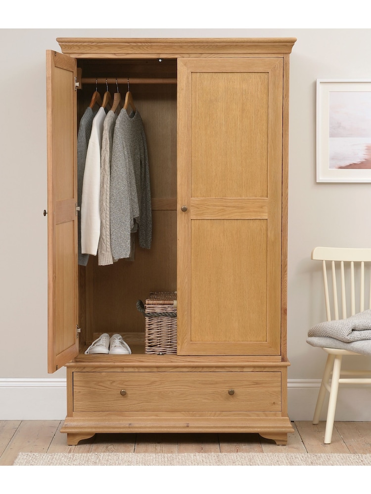 Cotswold Company Natural Winchcombe Oiled Oak Double Wardrobe - Image 1 of 6