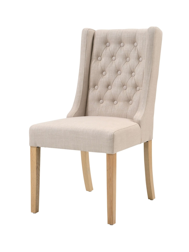 Cotswold Company Stone Linen Foxglove Winged Buttoned Chair - Image 1 of 2