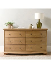 Cotswold Company Natural Winchcombe Oiled Oak 6 Drawer Wide Chest - Image 1 of 6