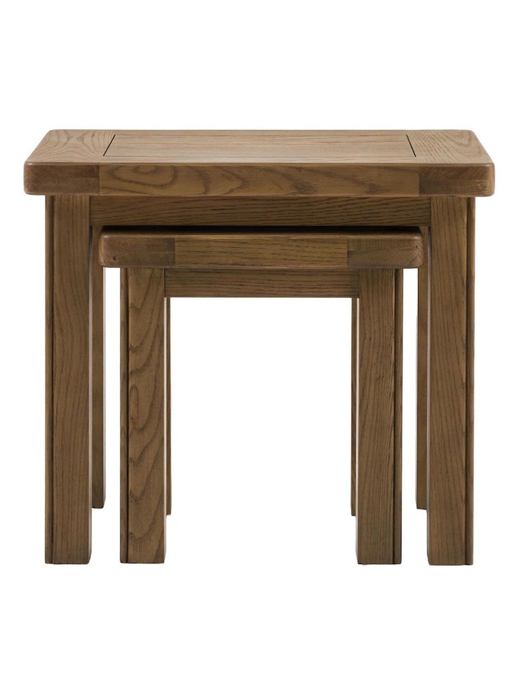 Gallery Home Set of 2 Natural Milton Solid Oak Nest Tables - Image 9 of 9 Gallery Home Set of 2 Natural Milton Solid Oak Nest Tables - Image 9 of 9
