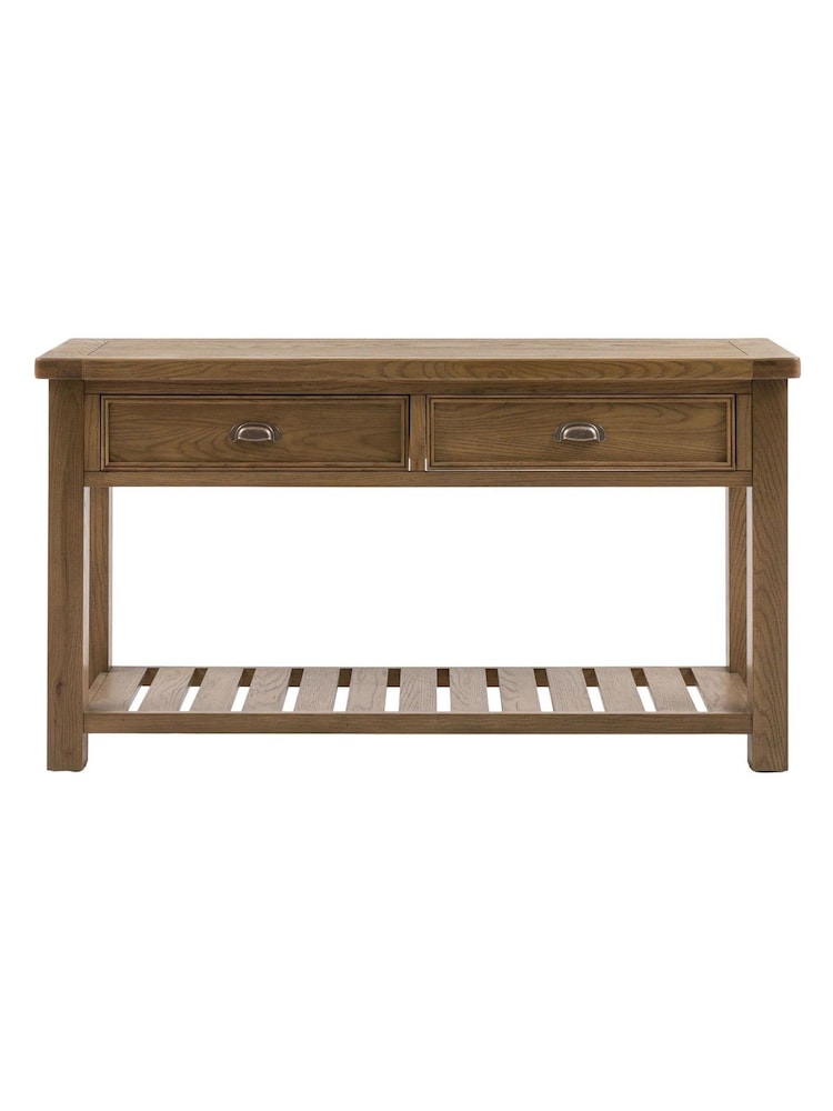 Gallery Home Natural Milton Solid Oak 2 Drawer Console Table - Image 9 of 9 Gallery Home Natural Milton Solid Oak 2 Drawer Console Table - Image 9 of 9