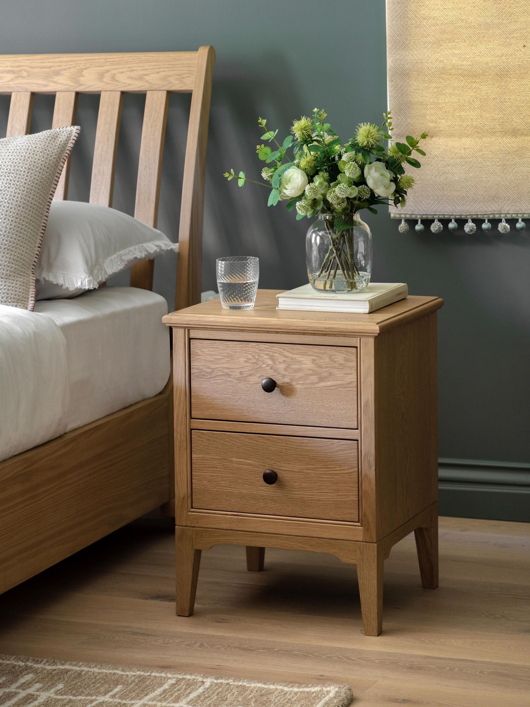 Buy Gallery Home Natural Clayton Solid Oak 2 Drawer Bedside Table