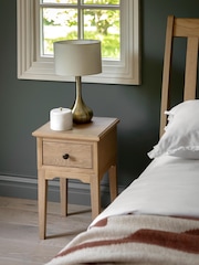 Gallery Home Natural Clayton Solid Oak 1 Drawer Bedside Table - Image 1 of 9