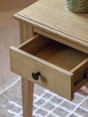 Gallery Home Natural Clayton Solid Oak 1 Drawer Side Table - Image 3 of 9