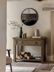 Gallery Home Natural Milton Solid Oak 1 Drawer Console Table - Image 1 of 9