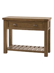 Gallery Home Natural Milton Solid Oak 1 Drawer Console Table - Image 4 of 9