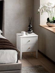 Gallery Home White Alberta Wood 2 Drawer Bedside Table - Image 2 of 8