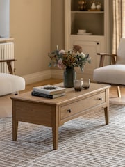 Gallery Home Natural Clayton Solid Oak 1 Drawer Coffee Table - Image 1 of 9