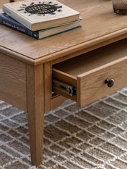 Gallery Home Natural Clayton Solid Oak 1 Drawer Coffee Table - Image 3 of 9