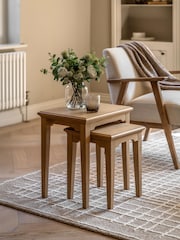 Gallery Home Set of 2 Natural Clayton Oak Veneer Nest Tables - Image 1 of 9