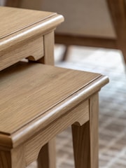 Gallery Home Set of 2 Natural Clayton Oak Veneer Nest Tables - Image 2 of 9