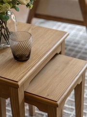 Gallery Home Set of 2 Natural Clayton Oak Veneer Nest Tables - Image 3 of 9