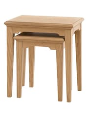 Gallery Home Set of 2 Natural Clayton Oak Veneer Nest Tables - Image 4 of 9