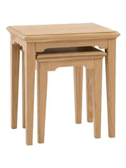 Gallery Home Set of 2 Natural Clayton Oak Veneer Nest Tables - Image 6 of 9