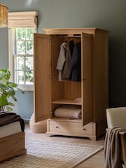 Gallery Home Natural Clayton Solid Oak 2 Door 1 Drawer Wardrobe - Image 4 of 10