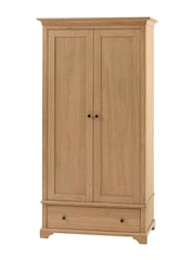 Gallery Home Natural Clayton Solid Oak 2 Door 1 Drawer Wardrobe - Image 5 of 10