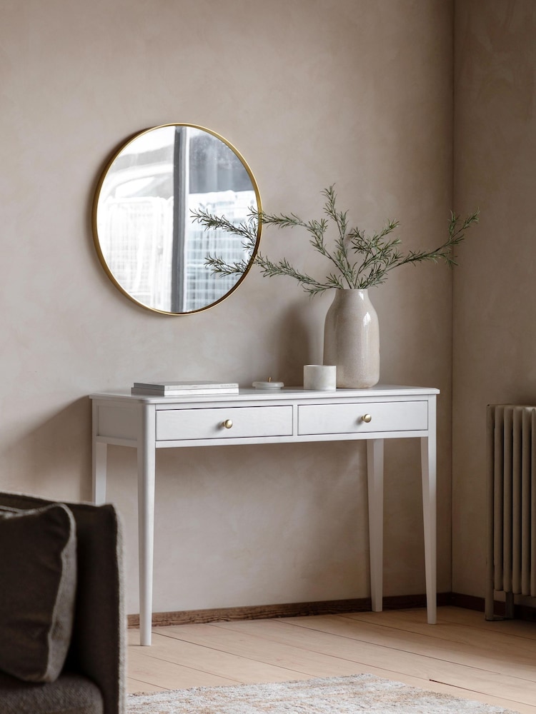 Gallery Home White Alberta Wood 2 Drawer Console Table - Image 1 of 9 Gallery Home White Alberta Wood 2 Drawer Console Table - Image 1 of 9