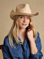 Joules Western Straw Fedora Hat - Image 1 of 8