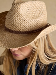Joules Western Straw Fedora Hat - Image 4 of 8