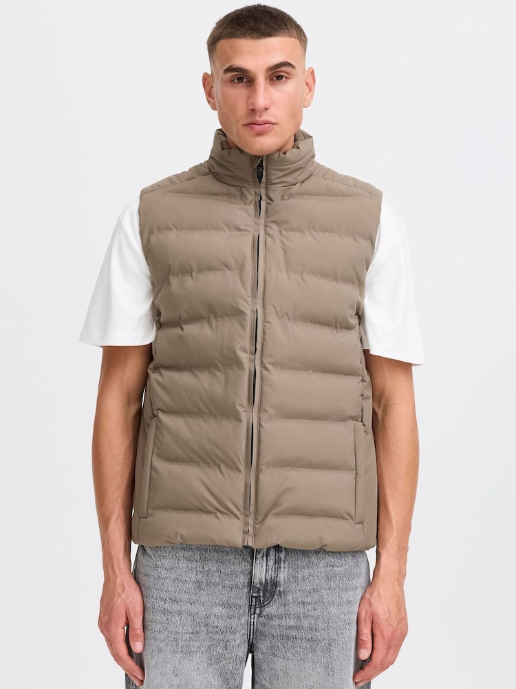 !Solid Green MILAS High Neck Vest Jacket - Image 1 of 5 !Solid Green MILAS High Neck Vest Jacket - Image 1 of 5