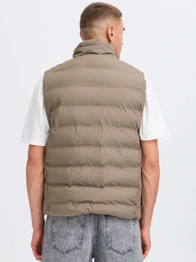 !Solid Green MILAS High Neck Vest Jacket - Image 2 of 5 !Solid Green MILAS High Neck Vest Jacket - Image 2 of 5