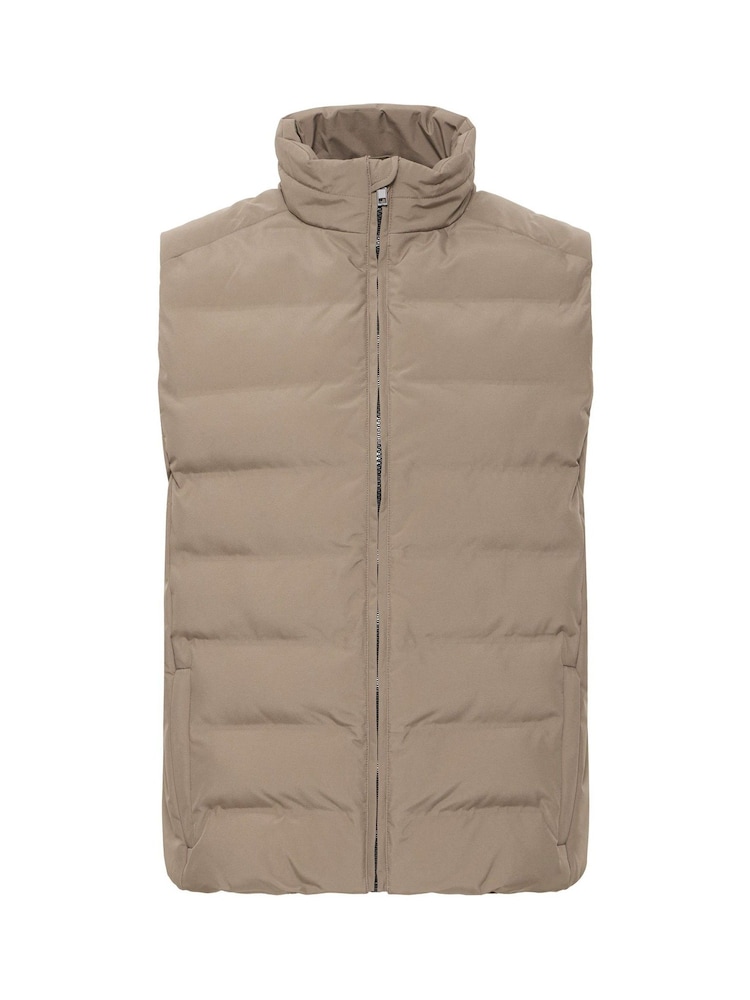 !Solid Green MILAS High Neck Vest Jacket - Image 5 of 5 !Solid Green MILAS High Neck Vest Jacket - Image 5 of 5