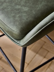 Arona Faux Leather Khaki Green Hamilton Swivel Bar Stool - Image 2 of 6