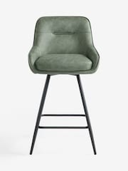 Arona Faux Leather Khaki Green Hamilton Swivel Bar Stool - Image 3 of 6