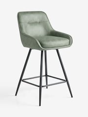 Arona Faux Leather Khaki Green Hamilton Swivel Bar Stool - Image 4 of 6