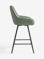 Arona Faux Leather Khaki Green Hamilton Swivel Bar Stool - Image 5 of 6