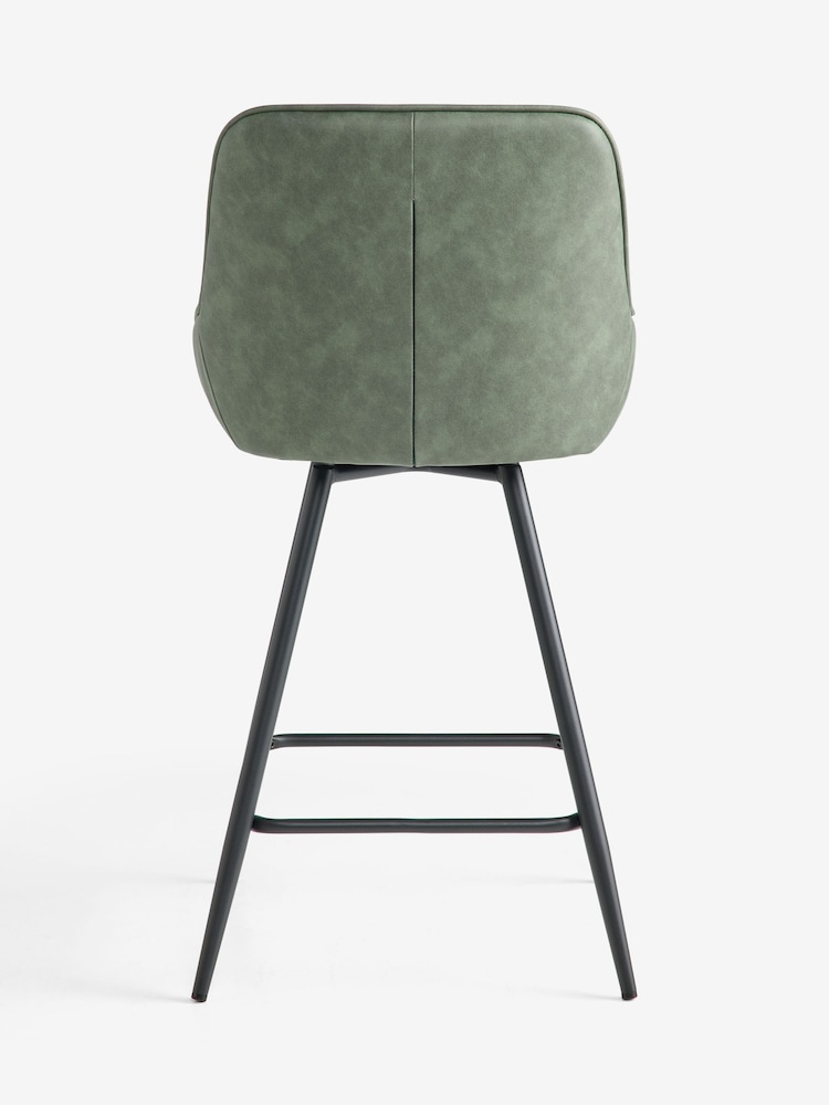 Arona Faux Leather Khaki Green Hamilton Swivel Bar Stool - Image 6 of 6