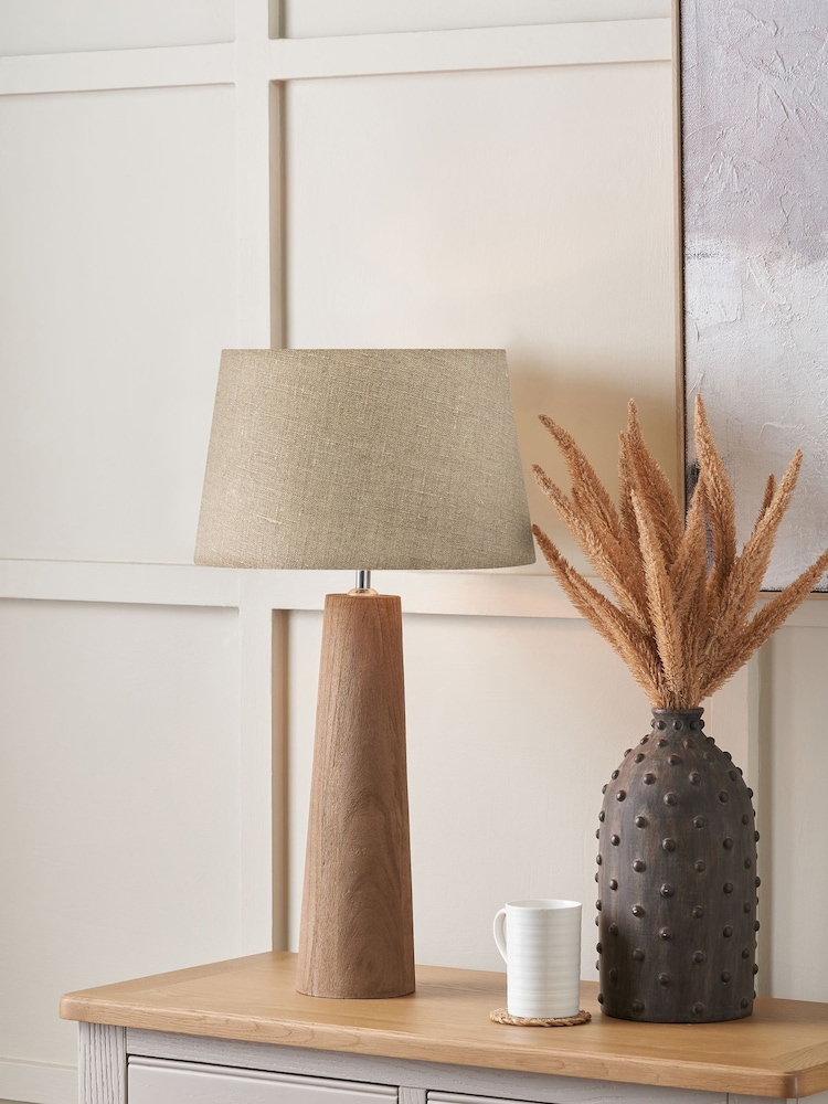 Pacific Natural Esha Conical Wood Table Lamp - Image 1 of 6 Pacific Natural Esha Conical Wood Table Lamp - Image 1 of 6