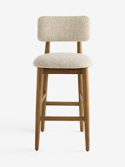 Tweedy Boucle Mink Brown Dark Wood Leg Wrenley Bar Stool - Image 4 of 8