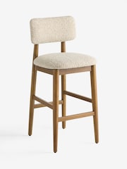 Tweedy Boucle Mink Brown Dark Wood Leg Wrenley Bar Stool - Image 5 of 8