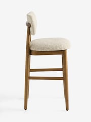 Tweedy Boucle Mink Brown Dark Wood Leg Wrenley Bar Stool - Image 6 of 8