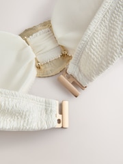 Cream Crinkle Texture Hardware Bandeau Bikini Top - Image 8 of 8
