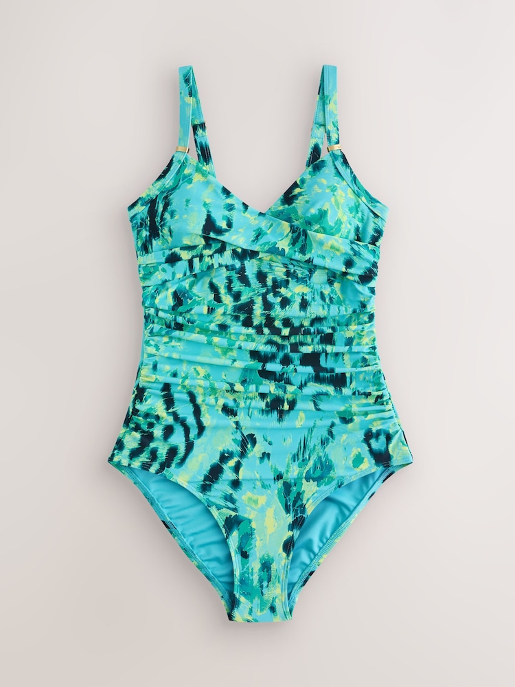 Lime/Aqua Blue Animal - Maillot de bain gainant et gainant pour le ventre - Image 1 de 4 Lime/Aqua Blue Animal - Maillot de bain gainant et gainant pour le ventre - Image 1 de 4