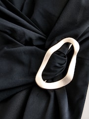 Black/Gold Hardware Twist Scoop Tummy Control Swimsuit - Image 2 of 3