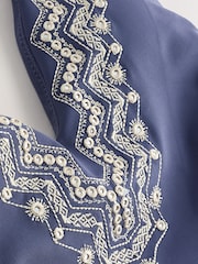 Steel Blue Embroidered Plunge Tummy Control Swimsuit - Image 7 of 8