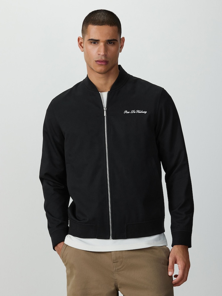 Black Embroidered Smart Bomber Jacket - Image 2 of 11