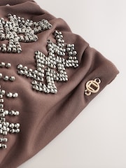 Chocolate Brown Bandeau Beaded Embellished Bandeau Bikini Top - Image 7 of 8