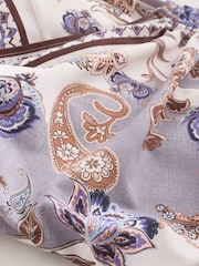 Cream/Blue Paisley Ruched Side Tummy Shaping Control Swimsuit - Image 9 of 9