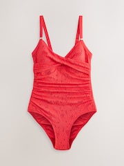 Red Broderie Shaping Tummy Control Swimsuit - Image 1 of 3