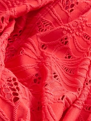 Red Broderie Shaping Tummy Control Swimsuit - Image 2 of 3