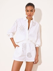 Lipsy White Broderie Shorts - Image 1 of 4